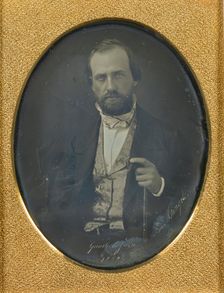 Portrait of a Seated Man Holding a Cane, 1852. Creator: Emil Mangel du Mesnil