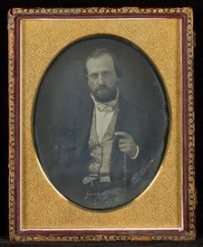 Portrait of a Seated Man Holding a Cane, 1852. Creator: Emil Mangel du Mesnil