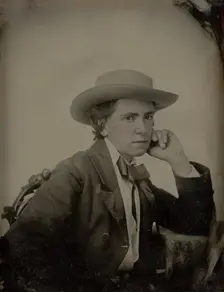 Portrait of a Seated Man Wearing a Stetson Hat, about 1860. Creator: Unknown