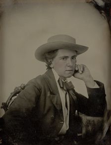 Portrait of a Seated Man Wearing a Stetson Hat, about 1860. Creator: Unknown