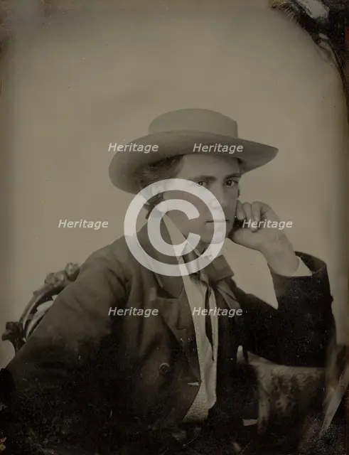 Portrait of a Seated Man Wearing a Stetson Hat, about 1860. Creator: Unknown.