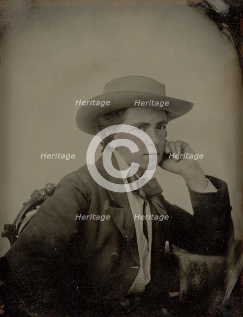 Portrait of a Seated Man Wearing a Stetson Hat, about 1860. Creator: Unknown.