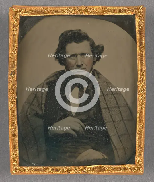 Portrait of a Seated Man with Chin Beard Wearing a Cape, 1858-1861. Creator: Wyman.