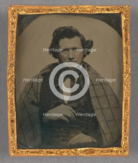 Portrait of a Seated Man with Chin Beard Wearing a Cape, 1858-1861. Creator: Wyman.