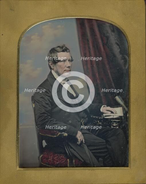 Portrait of a Seated Man with Graying Muttonchop Whiskers, 1852-1855. Creator: William Edward Kilburn.