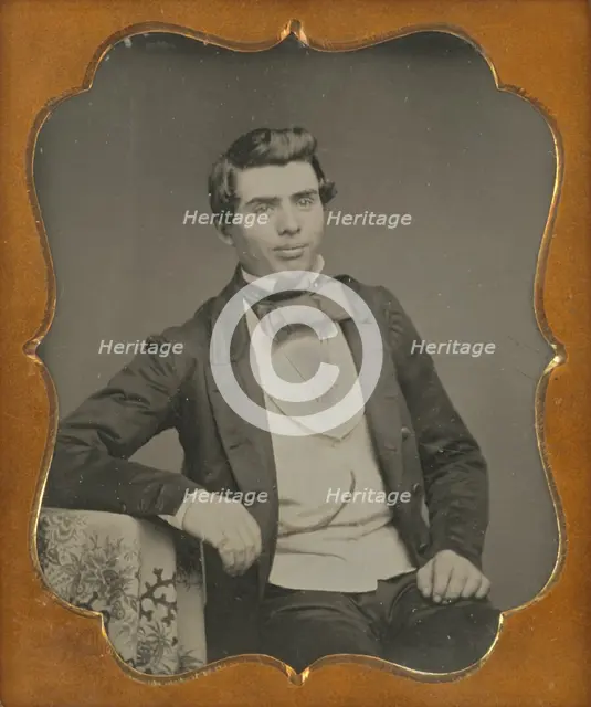 Portrait of a Seated Man with Large Bow Tie, about 1854. Creator: Unknown.