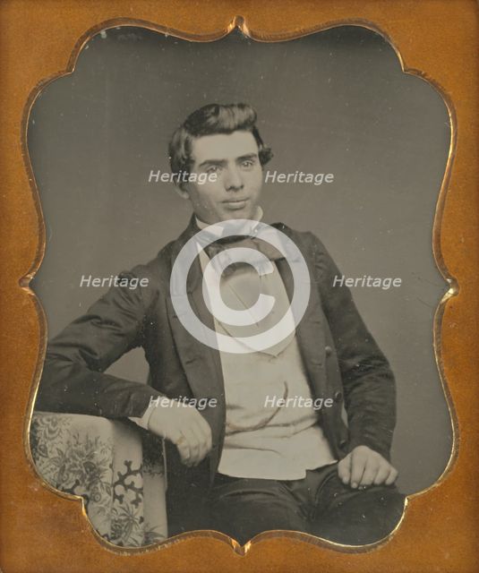Portrait of a Seated Man with Large Bow Tie, about 1854. Creator: Unknown.