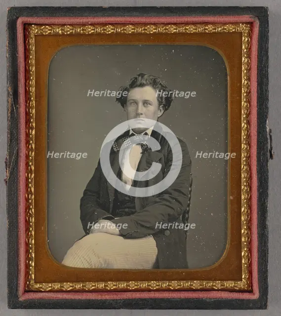 Portrait of a Seated Man with Large Bow Tie, about 1850. Creator: Unknown.