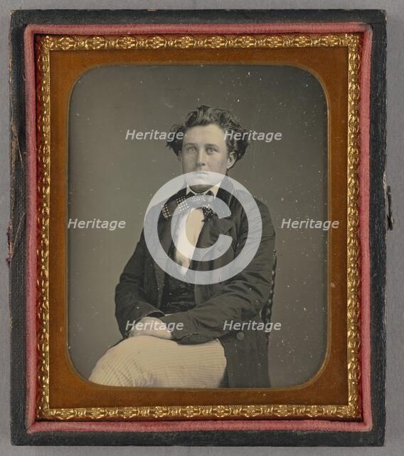 Portrait of a Seated Man with Large Bow Tie, about 1850. Creator: Unknown.