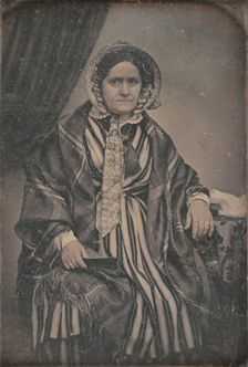 Portrait of a Seated Middle-aged Woman in Bonnet, about 1850. Creator: Unknown