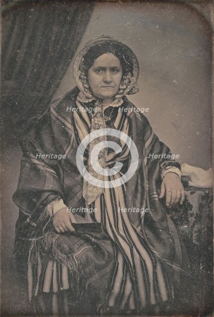Portrait of a Seated Middle-aged Woman in Bonnet, about 1850. Creator: Unknown.