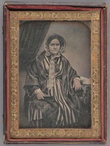 Portrait of a Seated Middle-aged Woman in Bonnet, about 1850. Creator: Unknown