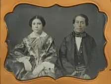 Portrait of a Seated Woman and Man, about 1850s. Creator: Unknown