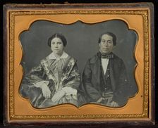 Portrait of a Seated Woman and Man, about 1850s. Creator: Unknown