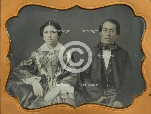 Portrait of a Seated Woman and Man, about 1850s. Creator: Unknown.