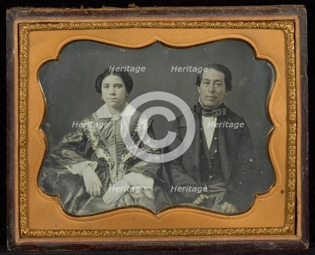 Portrait of a Seated Woman and Man, about 1850s. Creator: Unknown.