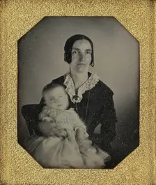 Portrait of a Seated Woman and Baby, about 1851. Creator: Unknown
