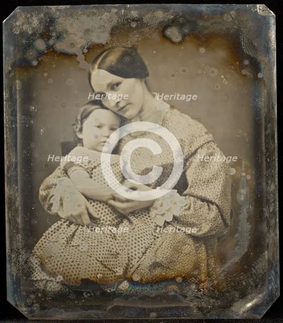 Portrait of a Seated Woman Holding a Child, about 1850-1855. Creator: Unknown.