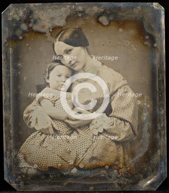 Portrait of a Seated Woman Holding a Child, about 1850-1855. Creator: Unknown.