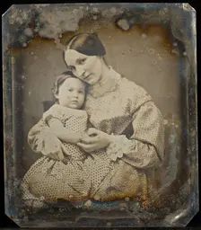 Portrait of a Seated Woman Holding a Child, about 1850-1855. Creator: Unknown