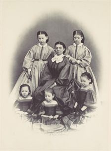[Portrait of a Seated Woman Surrounded by Five Girls, Seated and Standing], 1850s-60s. Creator: Franz Antoine
