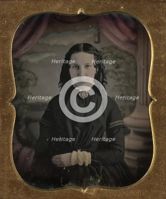 Portrait of a Seated Woman with Curly Hair, about 1854. Creator: Unknown.