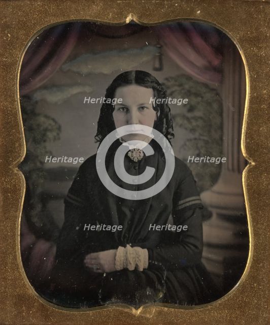 Portrait of a Seated Woman with Curly Hair, about 1854. Creator: Unknown.