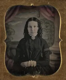 Portrait of a Seated Woman with Curly Hair, about 1854. Creator: Unknown