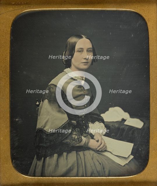 Portrait of a Seated Woman with Ringlets, about 1857. Creator: William Hardy Kent.