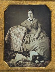 Portrait of a Seated Young Woman and Dog, 1845-1847. Creator: Unknown