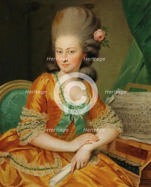 Portrait of a singer at the harpsichord. Creator: Weikert, Georg (1743/45-1799).