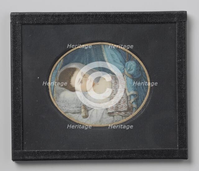 Portrait of a sick girl lying in bed, 1800-1809. Creator: George Nikolaus Ritter.