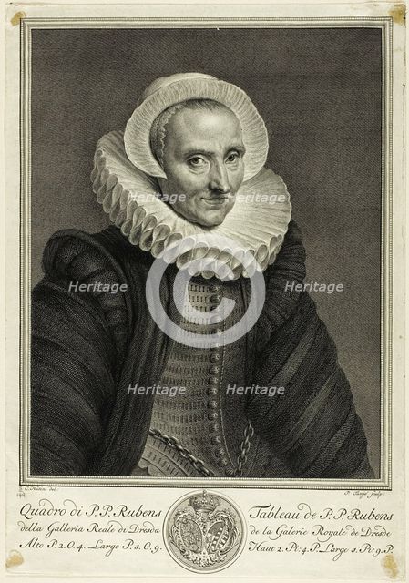 Portrait of a Sixty-year-old Woman, from Recueil d'estampes d'après les plus célèbres..., c.1757. Creator: Pierre Tanje.