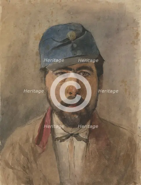 Portrait of a soldier in a blue cap, 1880-1910. Creator: Ladislav Mednyanszky.