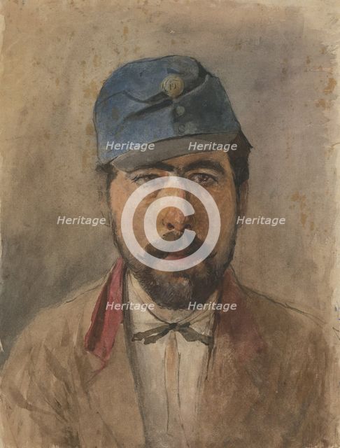 Portrait of a soldier in a blue cap, 1880-1910. Creator: Ladislav Mednyanszky.