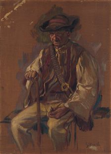 Portrait of a Standing Man in a Folk Costume, 1925-1930. Creator: Gustav Mally