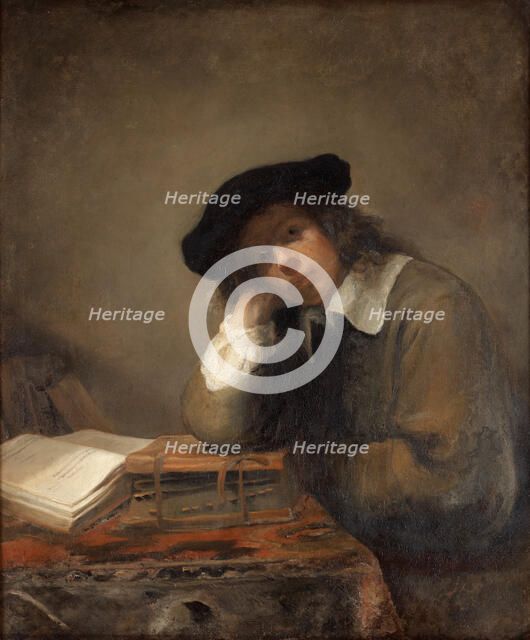 Portrait of a studying youth (Self-portrait). Creator: Hoogstraten, Samuel Dirksz, van (1627-1678).