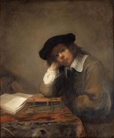 Portrait of a studying youth (Self-portrait). Creator: Hoogstraten, Samuel Dirksz, van (1627-1678)