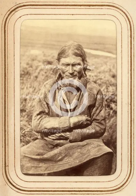Portrait of Amund Persson (Menlös) Hunsi, 64 years old, Tuorpon Sami village, 1868. Creator: Lotten von Duben.