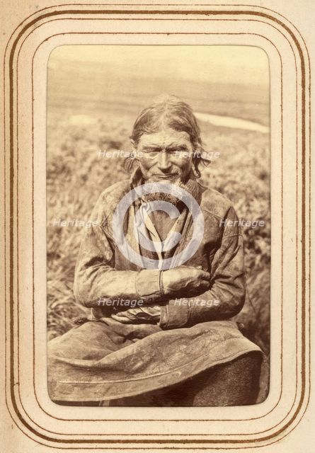 Portrait of Amund Persson (Menlös) Hunsi, 64 years old, Tuorpon Sami village, 1868. Creator: Lotten von Duben.