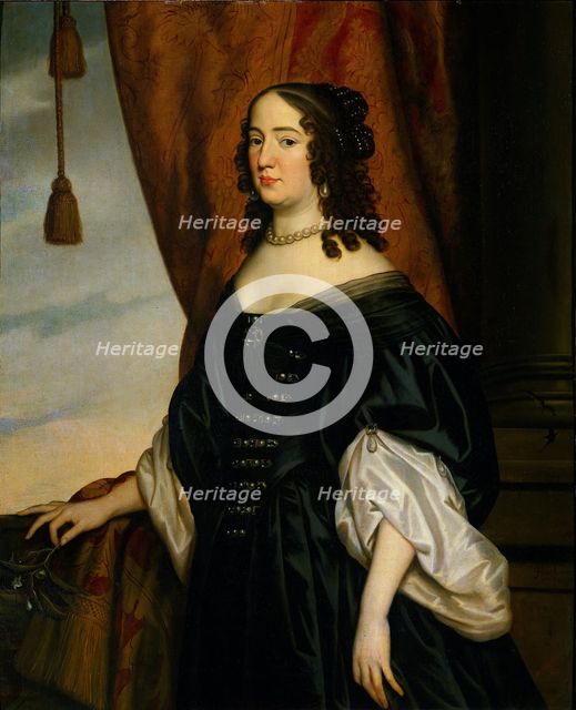 Portrait of Amalia van Solms (1602-75), 1650. Creator: Workshop of Gerard van Honthorst.
