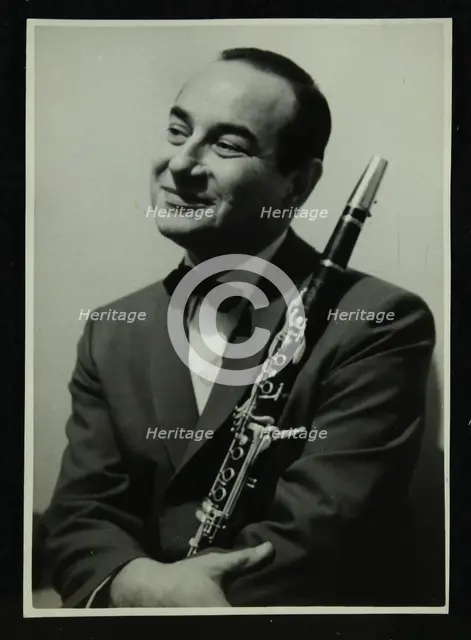 Portrait of American clarinetist Peanuts Hucko, 1950s. Creator: Denis Williams.