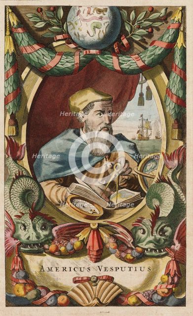 Portrait of Amerigo Vespucci, 1671. Artist: Ogilby, John (1600-1676)