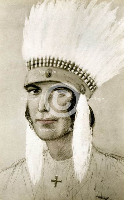 Portrait of an American Indian, 20th century. Artist: Unknown