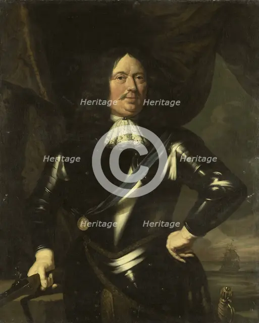 Portrait of an Admiral, possibly Adriaen Banckert, Vice-Admiral of Zeeland, c.1670. Creator: Anon.