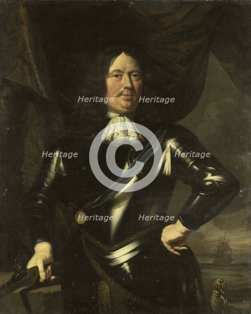 Portrait of an Admiral, possibly Adriaen Banckert, Vice-Admiral of Zeeland, c.1670. Creator: Anon.