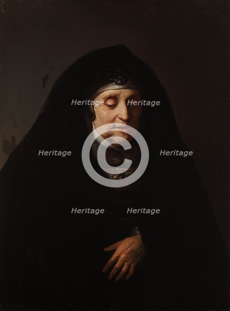 Portrait of an aged woman in oriental costume, 1729-1739. Creator: Jan Lievens.