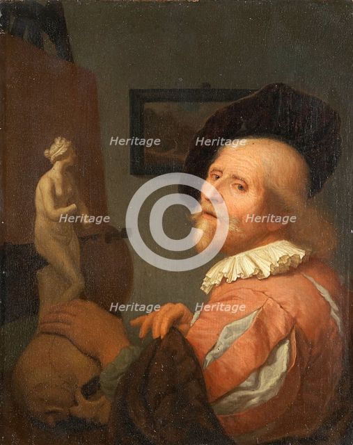 Portrait of an Artist in His Studio, c1670-1675. Creator: Godfried Schalcken.
