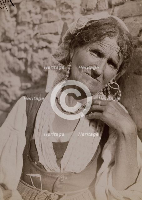 Portrait of an elderly woman, Taormina, Sicily, c1890s. Creator: Count Wilhelm von Gloeden.