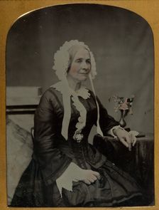 Portrait of an Elderly Woman in Bonnet, 1855-1860. Creator: James Valentine